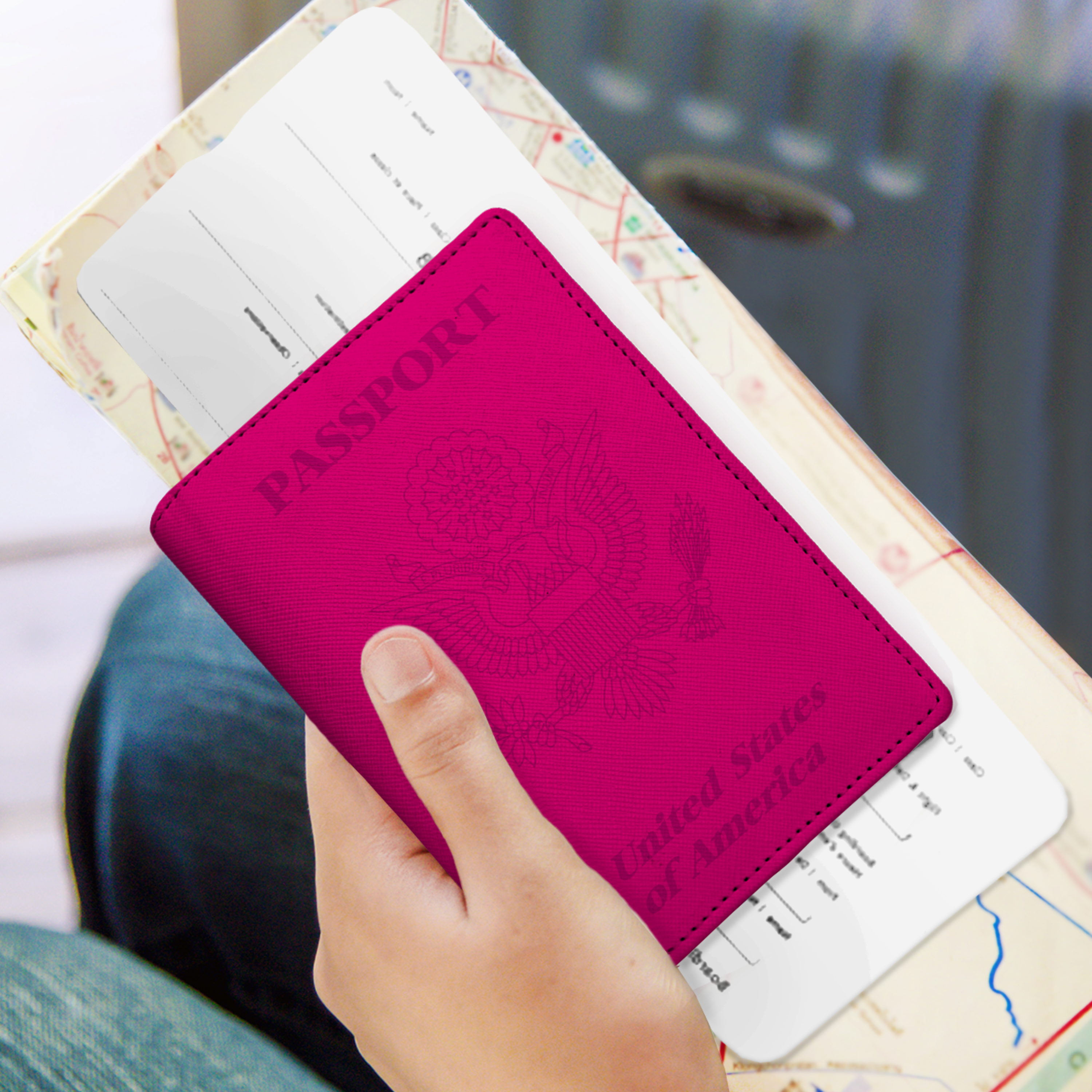 Funda pasaporte rosa / Pink passport cover (airplane)